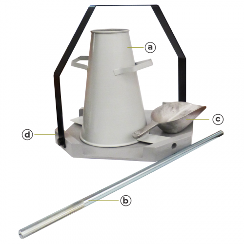 Conjunto para determinar el asentamiento del concreto