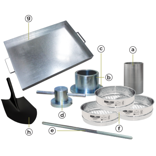 Conjunto para determinar la resistencia mecánica de los agregados gruesos por el método de 10% de finos